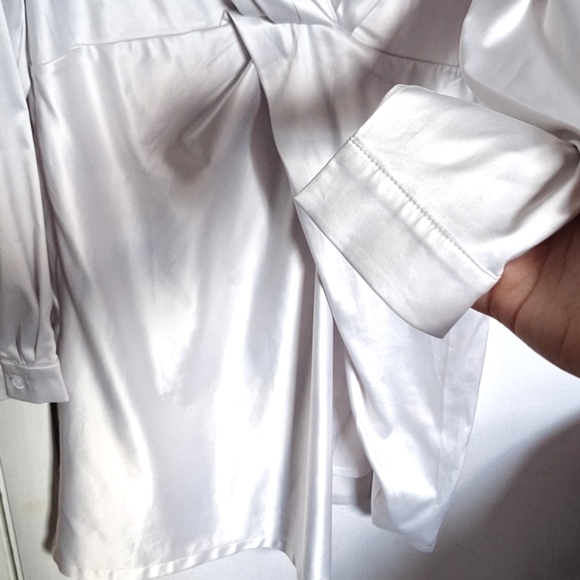 Shein Curve 2XL White Satin Deep V Twist Slit Dress - Picture 4 of 5